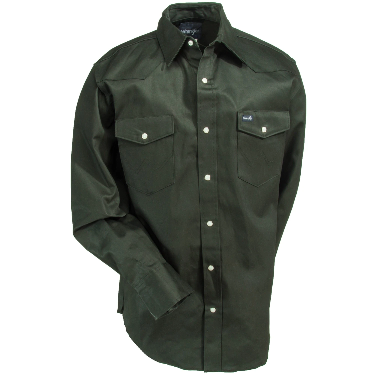 Wrangler Shirts: Men's Dark Green MS70519 Cowboy Cut Long Sleeve Twill Shirt 7 Wrangler Shirts: Men's Dark Green MS70519 Cowboy Cut Long Sleeve Twill Shirt - Image 5
