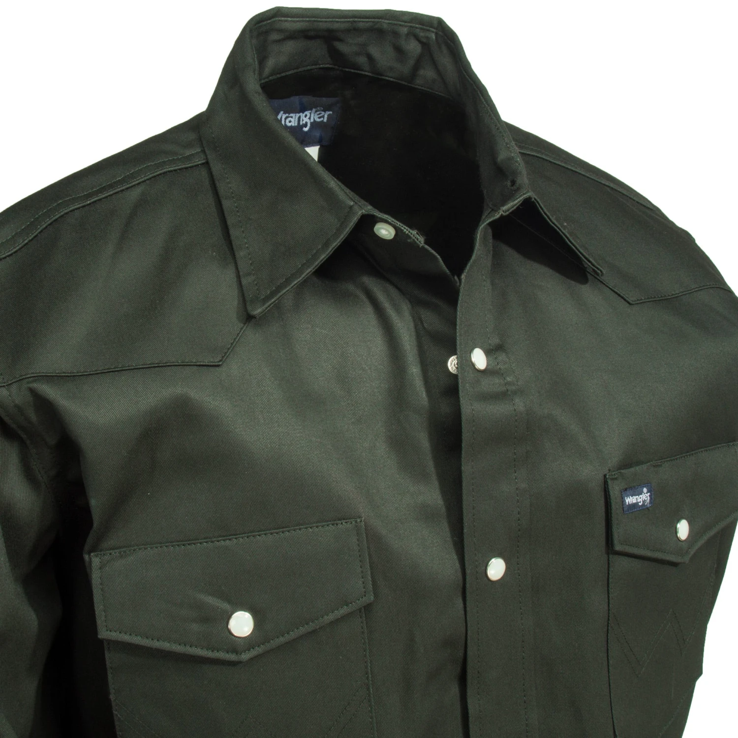 Wrangler Shirts: Men's Dark Green MS70519 Cowboy Cut Long Sleeve Twill Shirt 3 Wrangler Shirts: Men's Dark Green MS70519 Cowboy Cut Long Sleeve Twill Shirt